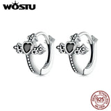 925 Silver Zircon Cross Hoop Earrings Retro Punk Hip Hop Jewelry