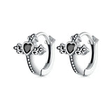925 Silver Zircon Cross Hoop Earrings Retro Punk Hip Hop Jewelry