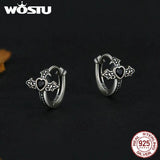 925 Silver Zircon Cross Hoop Earrings Retro Punk Hip Hop Jewelry