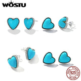 925 Silver Turquoise Drop Hoop Stud Earrings Wedding Anniversary Party Gift