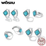 925 Silver Turquoise Drop Hoop Stud Earrings Wedding Anniversary Party Gift