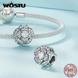 925 Sterling Silver Zircon Flower Moon Heart Charm for Bracelet Necklace DIY