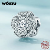 925 Sterling Silver Zircon Flower Moon Heart Charm for Bracelet Necklace DIY