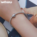 925 Sterling Silver Zircon Flower Moon Heart Charm for Bracelet Necklace DIY
