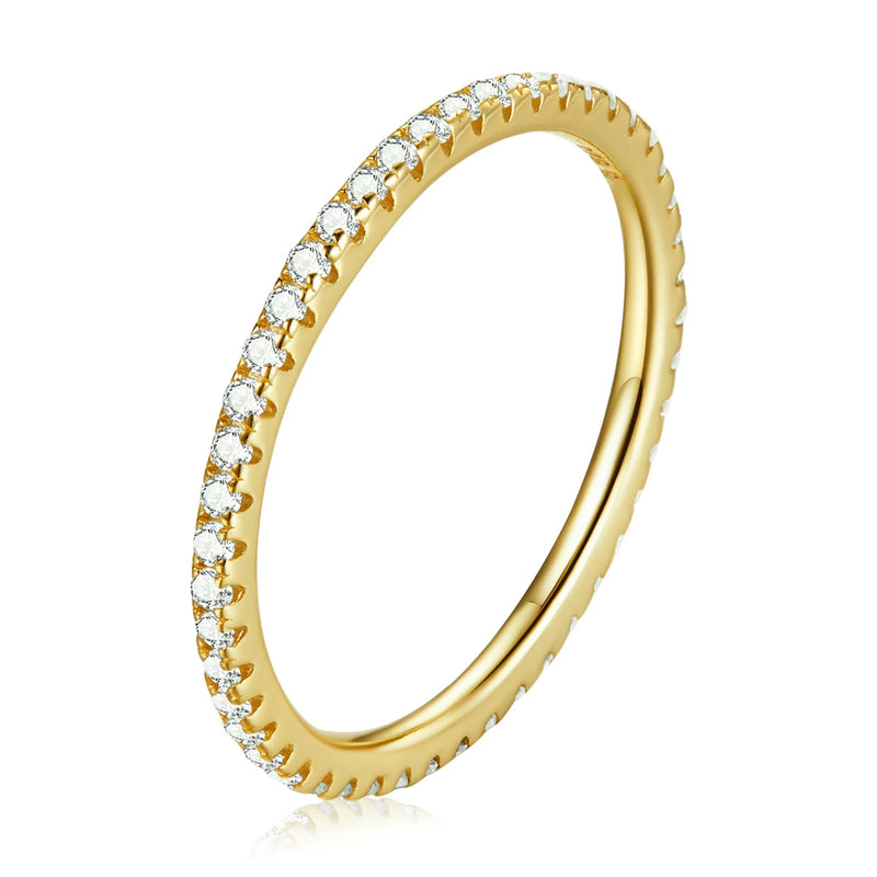 Sterling Silver CZ Diamond Ring Platinum Bands 18K Plated