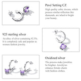 925 Silver Purple CZ Drop Earrings Vintage Ear Studs