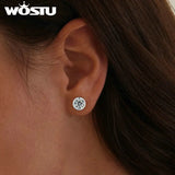 Wedding Zircon Stud Earrings 925 Silver CZ Party Studs