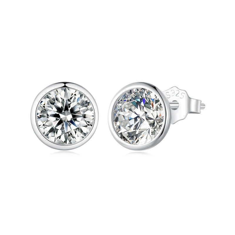 Wedding Zircon Stud Earrings 925 Silver CZ Party Studs