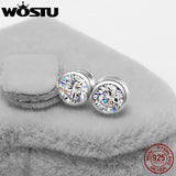 Wedding Zircon Stud Earrings 925 Silver CZ Party Studs