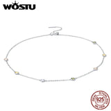 925 Silver Pink Rope Chain Necklace Rainbow Girl Jewelry