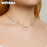 925 Silver Pink Rope Chain Necklace Rainbow Girl Jewelry