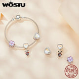 WOUST 925 Silver Rainbow Crystal Clover Bead Pendant