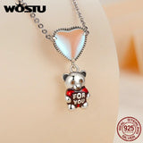 WOUST 925 Silver Rainbow Crystal Clover Bead Pendant