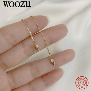 925 Silver Chain Spiket Ear Line Earrings Women Wedding Jewelry Gift