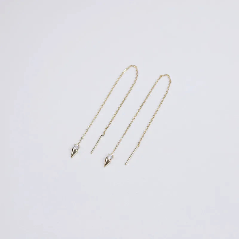 925 Silver Chain Spiket Ear Line Earrings Women Wedding Jewelry Gift