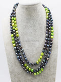 Long Green Baroque Freshwater Pearl Necklace 60in