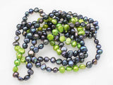 Long Green Baroque Freshwater Pearl Necklace 60in