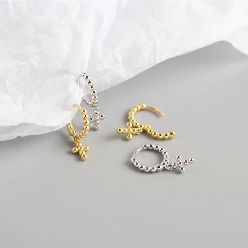 925 Silver Cross Stud Earrings Women's Style Jewelry