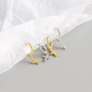 925 Silver Cross Stud Earrings Women's Style Jewelry