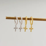925 Silver Cross Stud Earrings Women's Style Jewelry