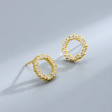 925 Silver Circle Flower Stud Earrings High Carbon Diamonds Women's Jewelry