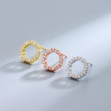 925 Silver Circle Flower Stud Earrings High Carbon Diamonds Women's Jewelry
