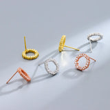 925 Silver Circle Flower Stud Earrings High Carbon Diamonds Women's Jewelry