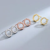 925 Silver Circle Flower Stud Earrings High Carbon Diamonds Women's Jewelry
