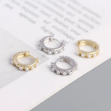 925 Silver Circle Pearl Stud Earrings Women's Jewelry
