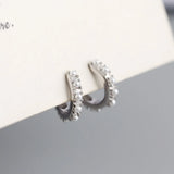 925 Silver Circle Pearl Stud Earrings Women's Jewelry