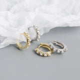 925 Silver Circle Pearl Stud Earrings Women's Jewelry