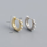 925 Silver Circle Pearl Stud Earrings Women's Jewelry