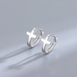 925 Silver Circle Cross Stud Earrings High Carbon Diamonds Men's Women's Jewelry