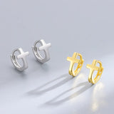 925 Silver Circle Cross Stud Earrings High Carbon Diamonds Men's Women's Jewelry