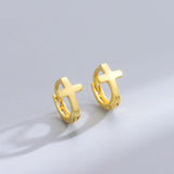 925 Silver Circle Cross Stud Earrings High Carbon Diamonds Men's Women's Jewelry