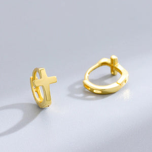 925 Silver Circle Cross Stud Earrings High Carbon Diamonds Men's Women's Jewelry