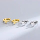925 Silver Circle Cross Stud Earrings High Carbon Diamonds Men's Women's Jewelry