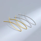 925 Silver Geometric Fish Shape Line Stud Earrings Jewelry Gift