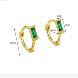 925 Silver Green Diamond Stud Earrings Rectangular High Carbon Diamonds