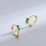 925 Silver Green Diamond Stud Earrings Rectangular High Carbon Diamonds
