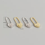 925 Silver Heart Lock Stud Earrings Women's Jewelry