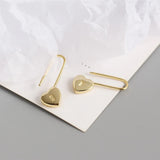 925 Silver Heart Lock Stud Earrings Women's Jewelry