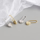 925 Silver Heart Lock Stud Earrings Women's Jewelry