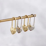 925 Silver Heart Lock Stud Earrings Women's Jewelry