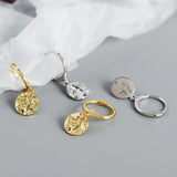 925 Silver Irregular Round Stud Earrings Women's Metal Style Jewelry