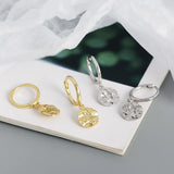 925 Silver Irregular Round Stud Earrings Women's Metal Style Jewelry