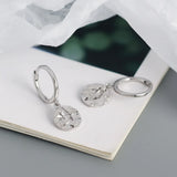 925 Silver Irregular Round Stud Earrings Women's Metal Style Jewelry
