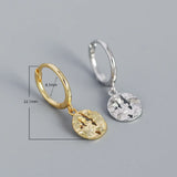 925 Silver Irregular Round Stud Earrings Women's Metal Style Jewelry