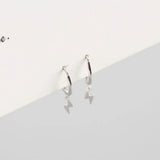 925 Silver Lightning Stud Earrings Women's Metal Style Jewelry