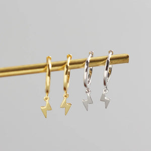 925 Silver Lightning Stud Earrings Women's Metal Style Jewelry